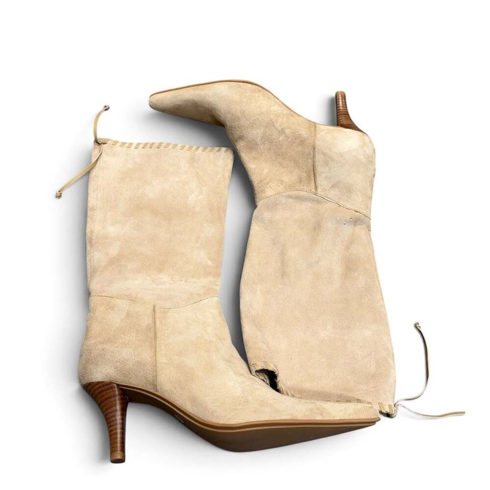 Nine West Size 9.5M Beige Suede Kitten Heel Boots